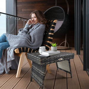 Table d'appoint pliante d'extérieur en rotin tressé