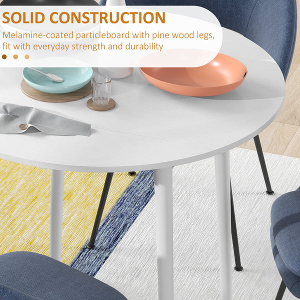 Table de cuisine ronde à abattants pour petits espaces, blanc vieilli