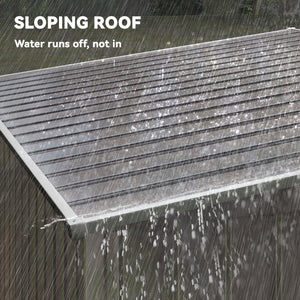 Lean-to garden shed in galvanized metal with foundation, sliding door and 2 vents, light grey