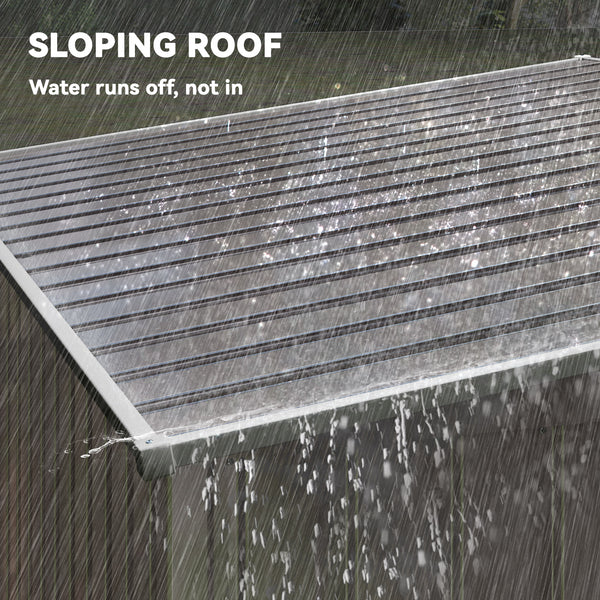 Lean-to garden shed in galvanized metal with foundation, sliding door and 2 vents, light grey