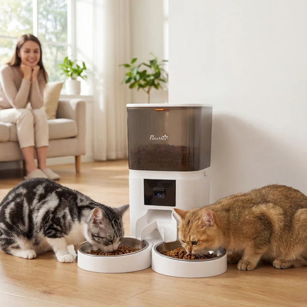 Automatic cat feeder for 2 cats with HD camera