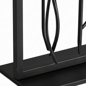 5-piece fireplace tool set with stand, shovel, brush, poker, and tongs – Black