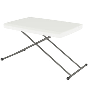 Table pliante d'extérieur réglable en 3 niveaux, blanche