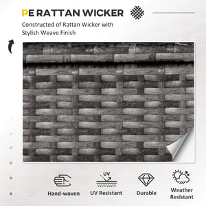 Ensemble de mobilier 4 pièces en résine tressée avec table basse en verre, gris