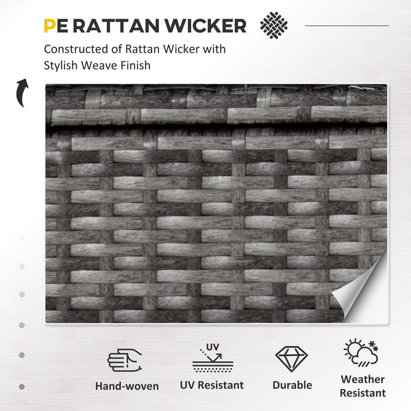 Ensemble de mobilier 4 pièces en résine tressée avec table basse en verre, gris