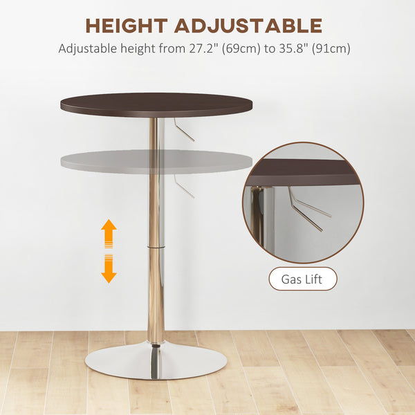 High bar table with swivel top, walnut