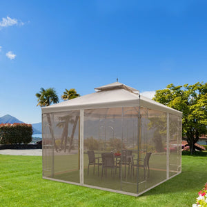 Gazebo 10 x 10 pieds en acier avec rideaux en maille amovibles
