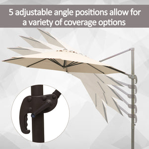 10ft Cantilever Patio Umbrella with 360° Rotation, Crank & Cross Base for Garden Deck Pool Backyard, Cream