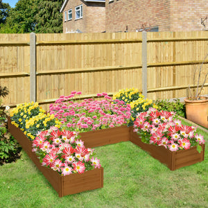 Jardinière en bois de 5 compartiments, fond ouvert, marron