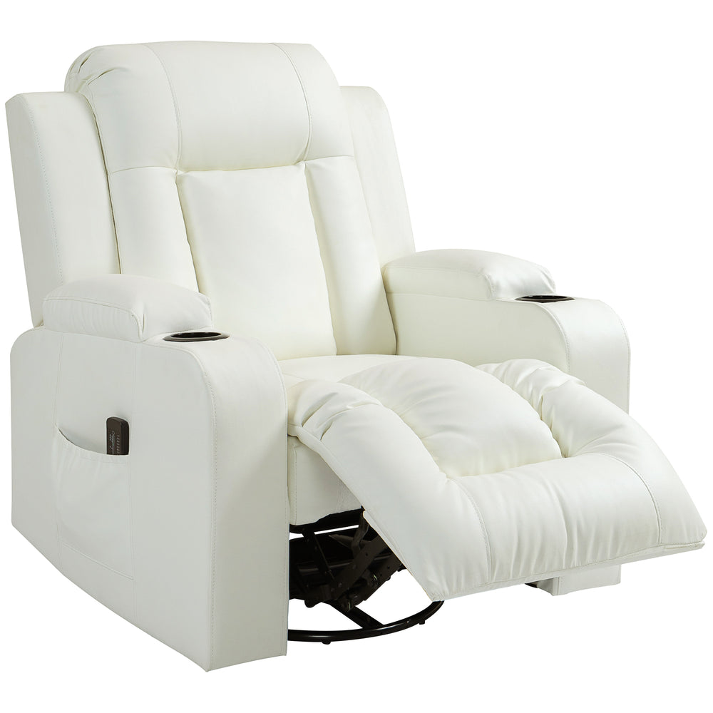 Fauteuil à bascule massant pivotant, blanc crème