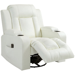 Fauteuil à bascule massant pivotant, blanc crème