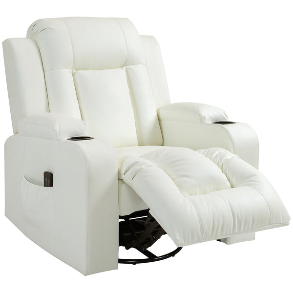 Fauteuil à bascule massant pivotant, blanc crème