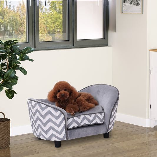 Canapé surélevé pour chien avec rangement, housse de coussin amovible, gris
