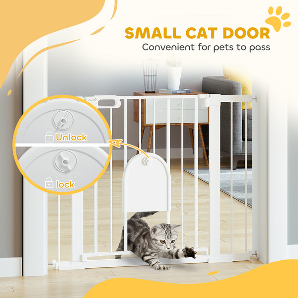 Barrière de sécurité extra large avec petite porte, blanche