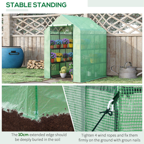 Portable garden greenhouse with 8 shelves