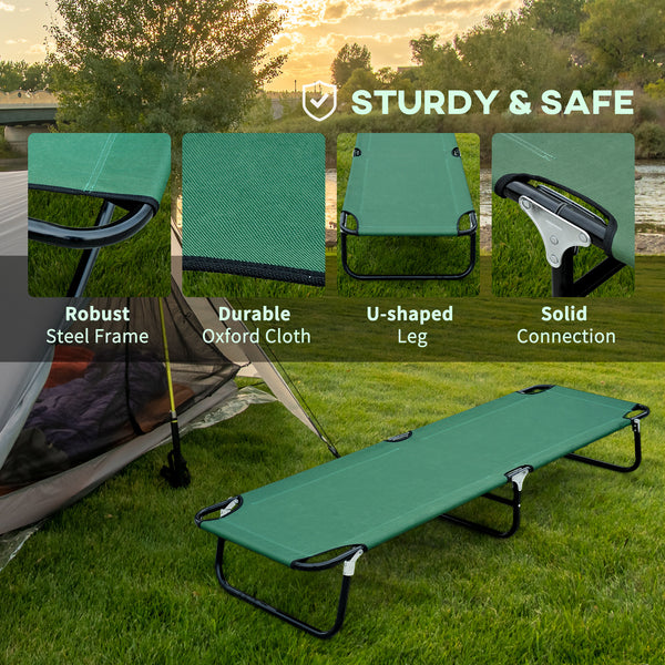 Lit de camp pliable pour adultes, lit de couchage d'extérieur portable, vert