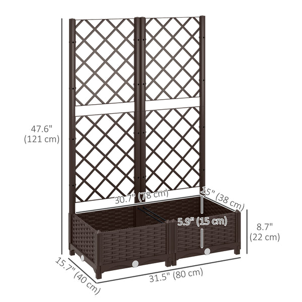 Jardinière surélevée avec treillis, plate-bande surélevée en plastique avec trous de drainage et bouchons de drainage