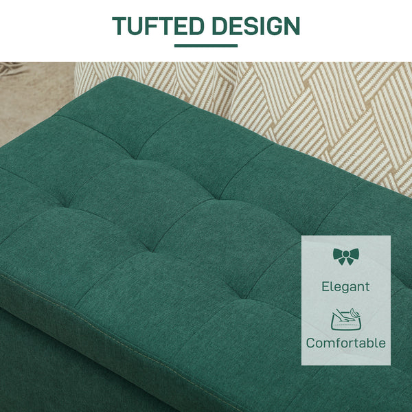 Banc d'entrée rectangulaire capitonné, vert foncé