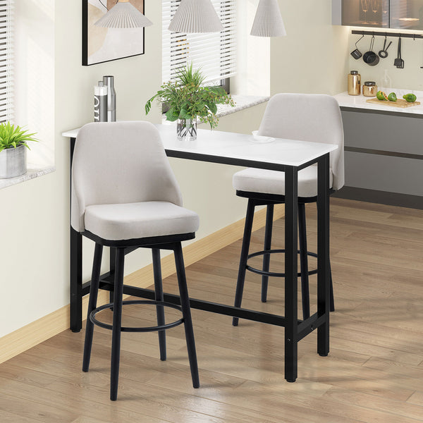 Ensemble de 2 tabourets de bar extra hauts pivotants à 360°, blanc crème
