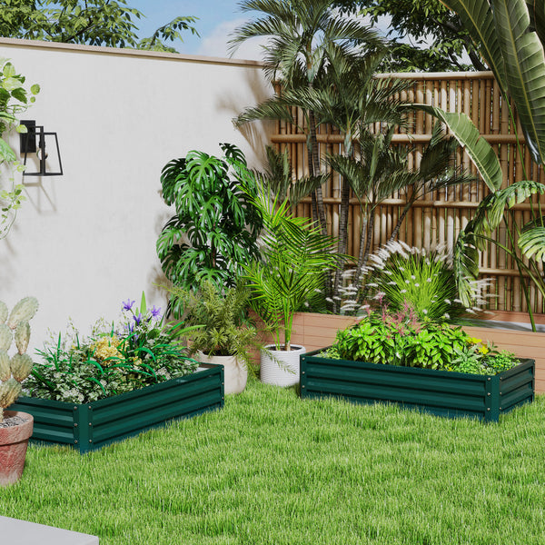 Lot de 2 jardinières surélevées en acier galvanisé, verte