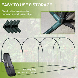 Protective plant cage with 3 zippered doors and 4 ground stakes