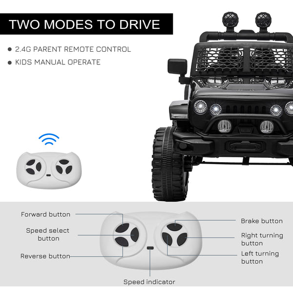 12V Kids Ride On Car with Parental Remote Control, Black