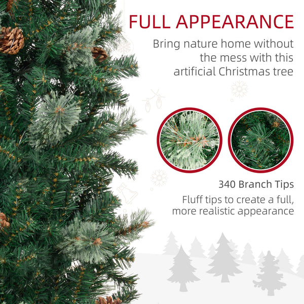 Sapin de Noël de 5 pieds avec aiguilles de pin et pommes de pin