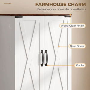 Garde-manger haut style champêtre avec 2 armoires, porte et tablettes ajustables, blanc