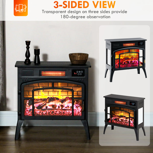 1500W Black Infrared Electric Fireplace
