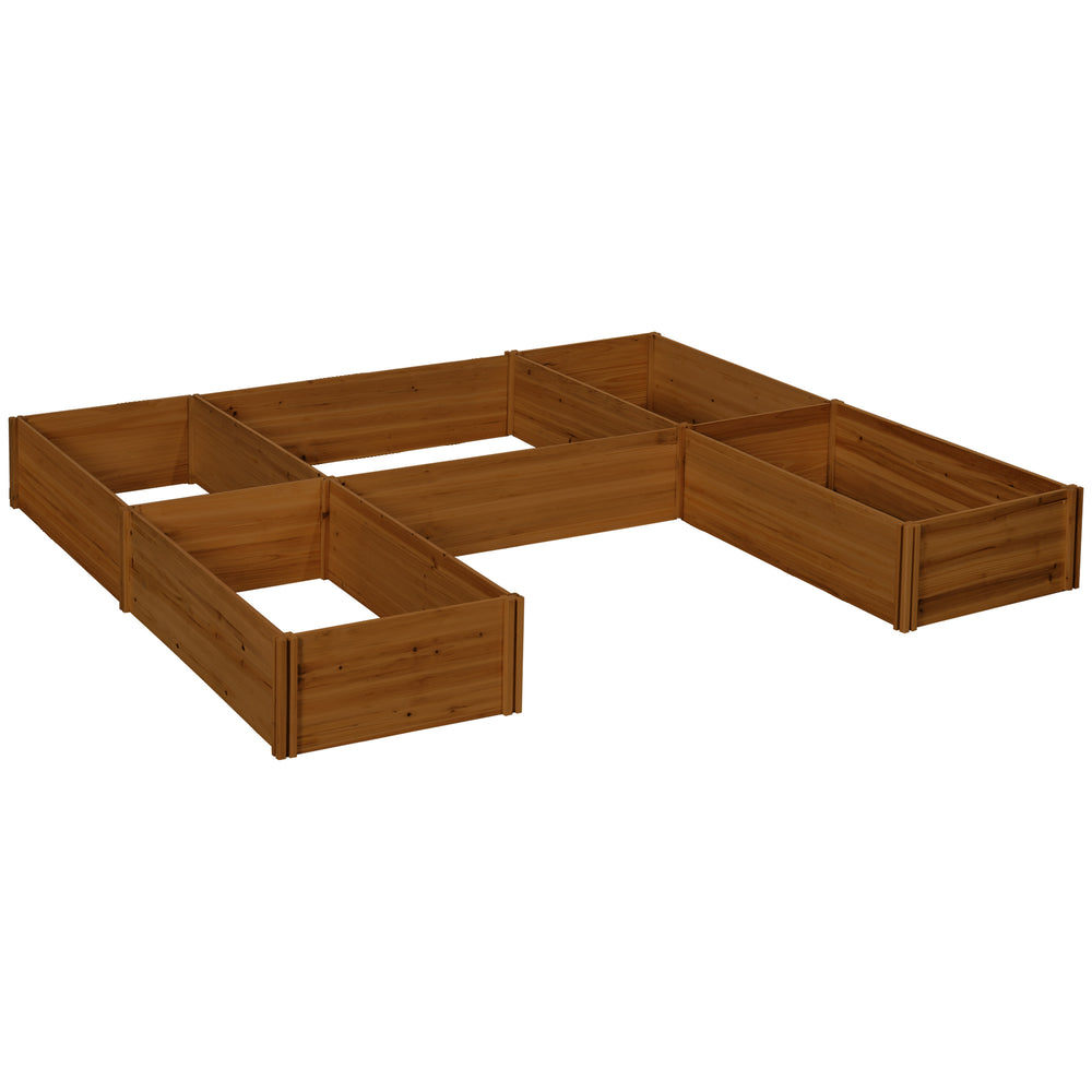 Jardinière en bois de 5 compartiments, fond ouvert, marron