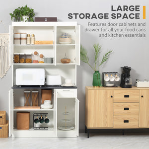 Buffet de 71" avec étagères réglables, blanc brillant