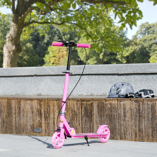 Trottinette pour enfants de 3 à 8 ans avec roues lumineuses, guidon réglable, frein arrière et frein à main, rose