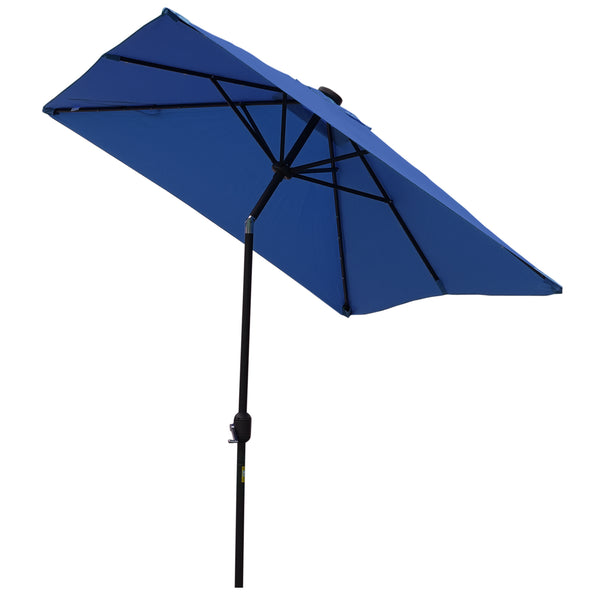 Parasol de 9,7 pieds avec 22 lumières solaires LED et inclinaison, bleu foncé