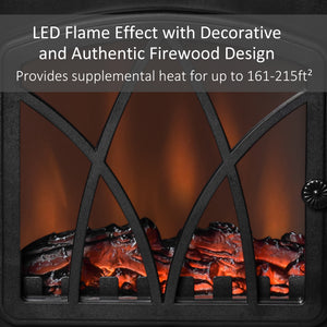 Cheminée électrique sur pied avec effet flamme LED réglable de 750 W/1 500 W, noir