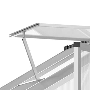 Serre en aluminium, gouttière et ventilation, argent