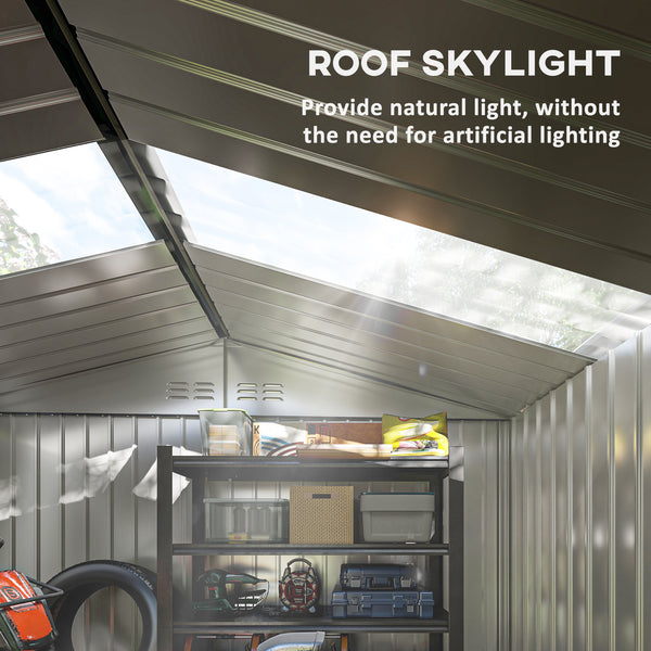 Garden shed with foundation kit and double door, grey