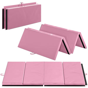 Soozier 4'x6'x2'' Folding Gymnastics Tumbling Mat, Exercise Mat with Carrying Handles for Yoga, MMA, Martial Arts, Pink