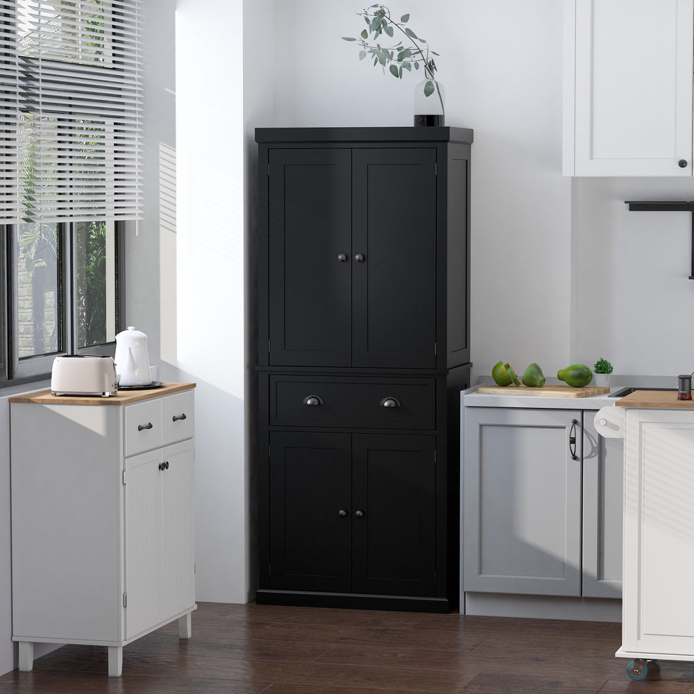 Armoire de cuisine haute avec tiroir et étagères réglables, noir