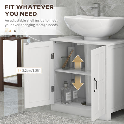 Vanity unit with double doors and adjustable shelf, white