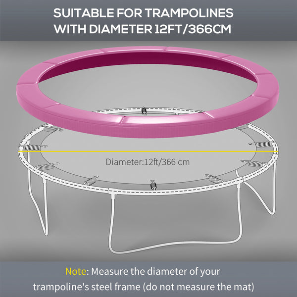 Soozier 12FT Trampoline Spring Cover, Trampoline Pad Replacement, Waterproof and Tear-Resistant, All-Weather Trampoline Accessories, Pink