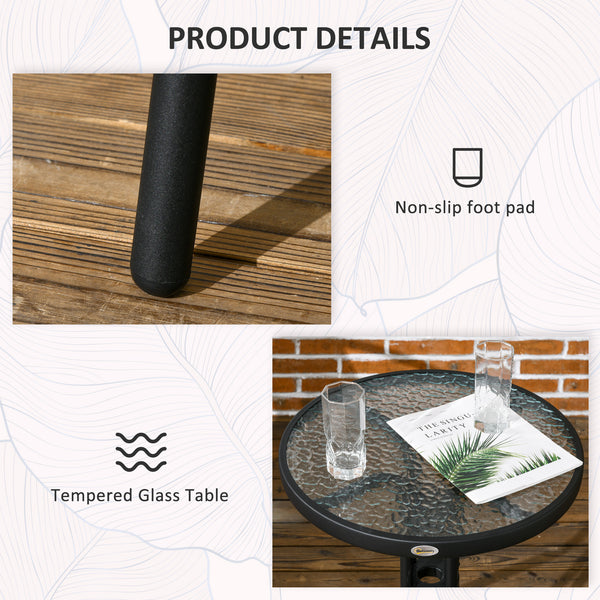 Ensemble de meubles 3 pièces en osier avec 2 chaises empilables et table basse en verre trempé, marron