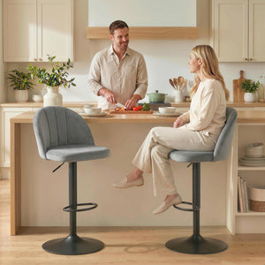 Ensemble de 2 tabourets de bar pivotants avec repose-pieds, gris