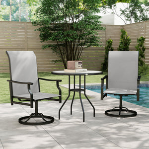 Ensemble de 2 chaises pivotantes d'extérieur avec dossier haut, gris clair