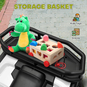 VTT pour enfants, jouet électrique à batterie 12 V avec suspension à ressort, panier de rangement, vitesse élevée et faible, vert