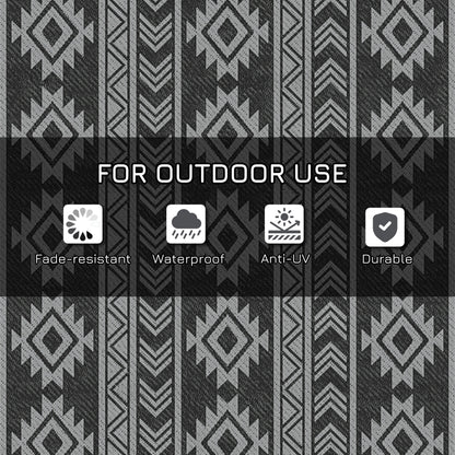 Tapis d'extérieur réversible pour patio, tapis en paille plastique 6' x 9' pour jardin, terrasse, plage, camping, noir et gris