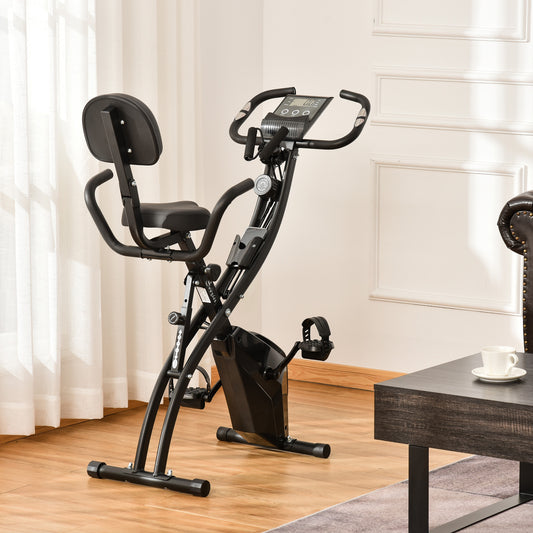 Vélo d'appartement pliable 3 en 1 avec résistance magnétique à 8 niveaux, siège réglable, noir