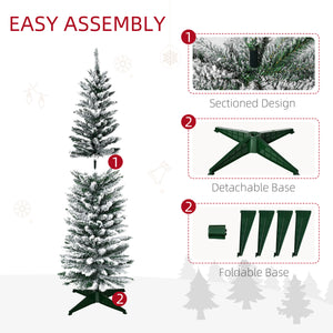 Sapin de Noël artificiel de 5 pieds de haut avec branches enneigées