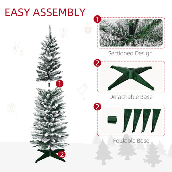 Sapin de Noël artificiel de 5 pieds de haut avec branches enneigées
