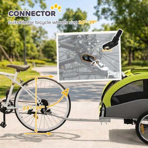 Remorque vélo pour chien 2 en 1, poussette pliable et remorque avec suspension, attelage universel pour vélo, verte