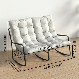 Outdoor Rocking Loveseat with Cushions and Mesh Seat, Light Grey